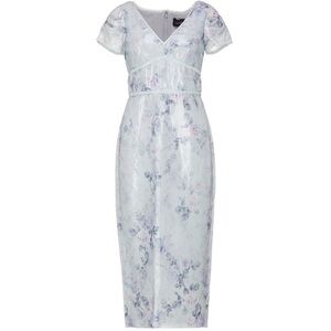 Marchesa Notte Sequin floral print crepe midi dress